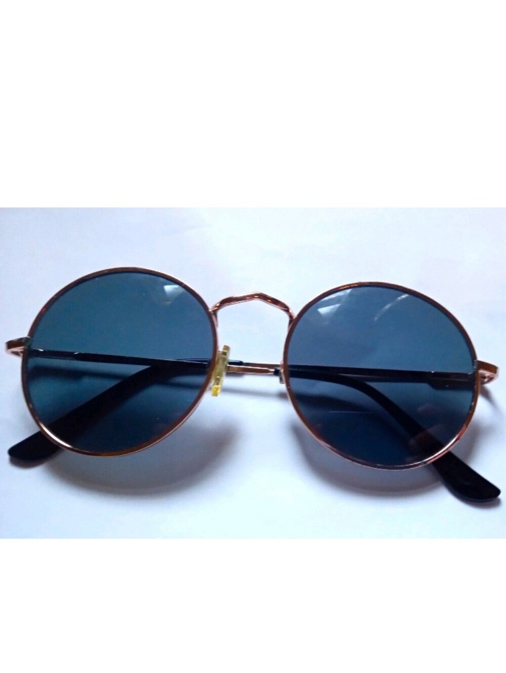 Women's Round Sunglasses Blue Tinted Lenses Gold Metal Frame 51[]22 139 00383330